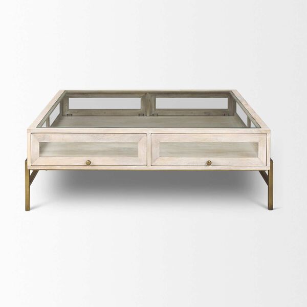 Arelius White and Gold Square Display Coffee Table, image 2