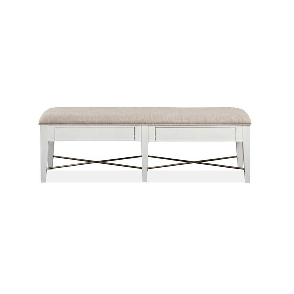 Heron Cove Aged Pewter Wood Bench with Upholstered Seat, image 2
