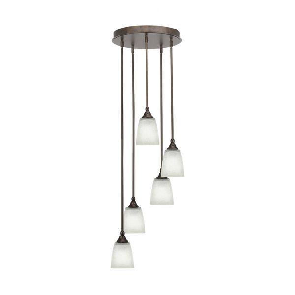 Empire Bronze Five-Light Cluster Pendant with White Muslin Glass, image 1