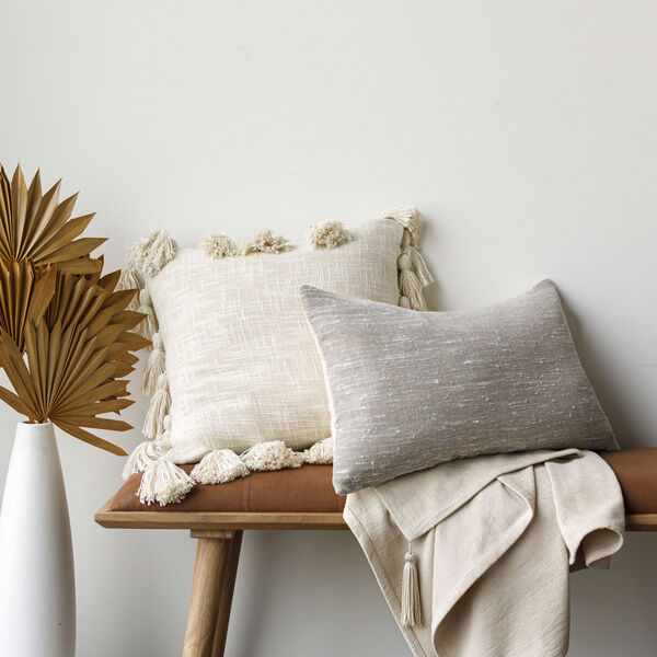 Bisa Medium Gray and Cream 14-Inch Pillow, image 2