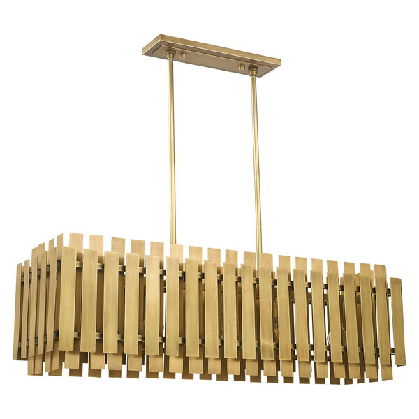 Greenwich Natural Brass 12-Inch Five-Light Linear Chandelier with Natural Brass Metal Shade, image 2