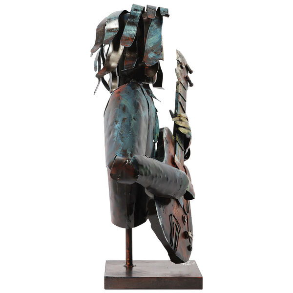 The Bassist Iron Hand Painted Colorful Art Sculpture, image 4