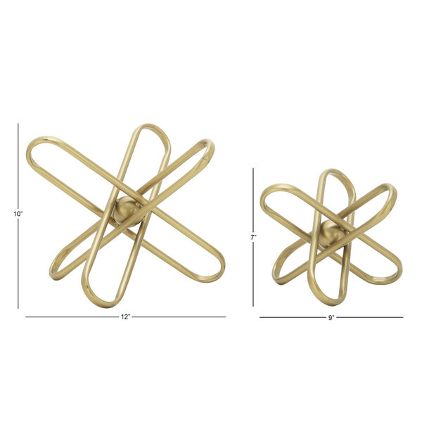 Gold Metal Geometric Sculpture, Set of 2, image 3