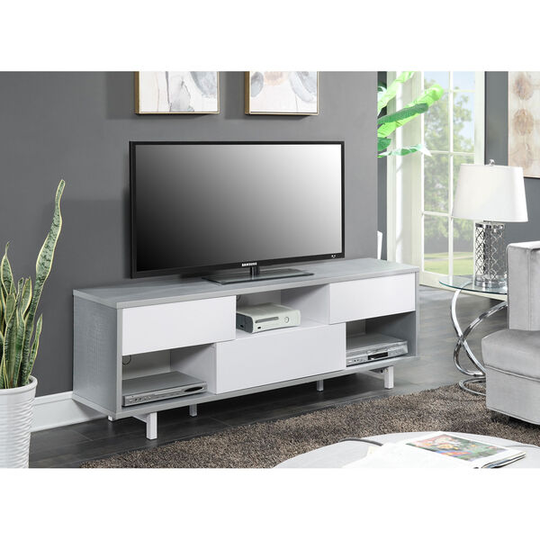 Uptown Gray and White 60-inch TV Stand, image 3