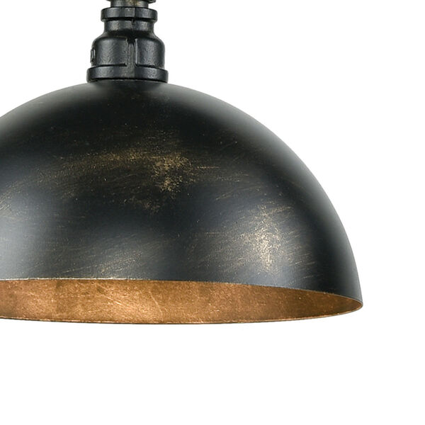 Mulvaney Black and Brushed Gold Accents Three-Light Island Pendant, image 2