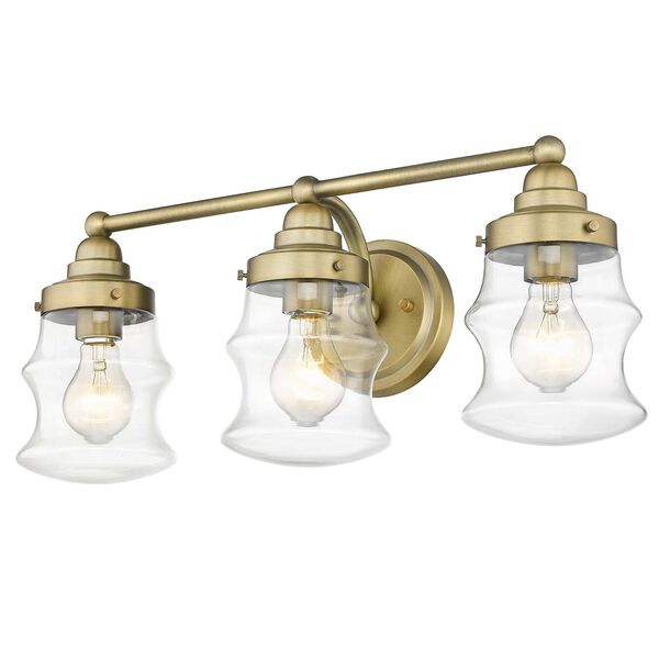 Keal Antique Brass Three-Light Bath Vanity with Clear Glass, image 4