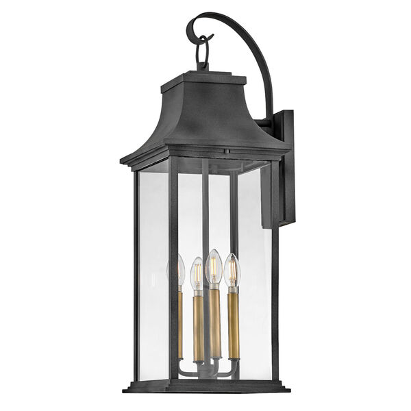 Adair Aged Zinc and Heritage Brass Four-Light Extra Large Wall Mount, image 5