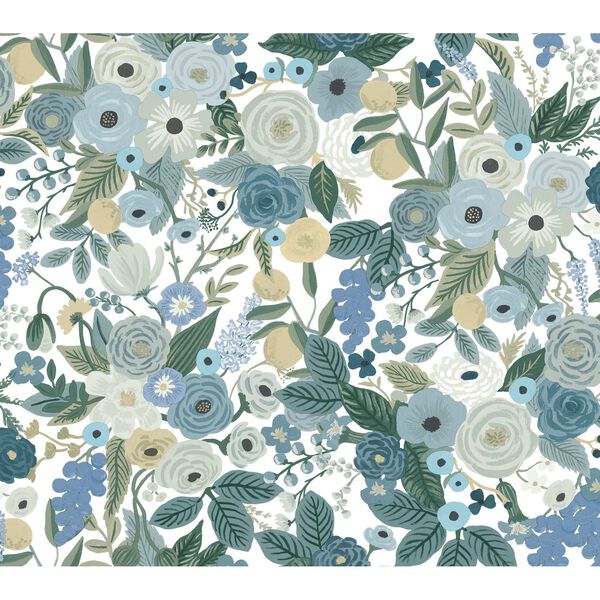 Garden Party Blue Peel and Stick Wallpaper, image 2