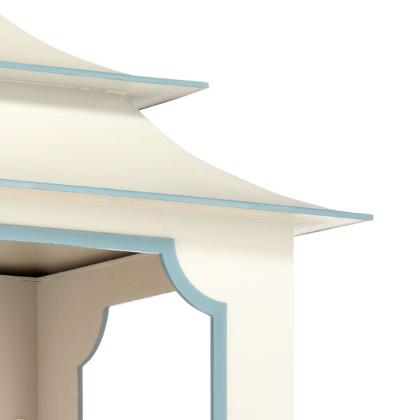 Gray and Blue Three-Light Tole Pagoda Pendant, image 2