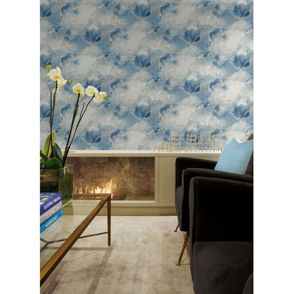 Living with Art Blue Lake and Frost Notch Trowel Abstract Unpasted Wallpaper, image 1