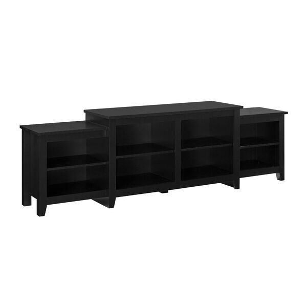Solid Black Tiered Top TV Stand with Storage, image 1