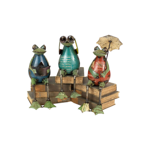 Multicolor Recycled Iron Frogs, Set of 3, image 1
