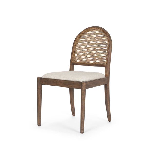 Elle Rounded Caneback Brown Wood With Oatmeal Fabric Dining Chair, image 1