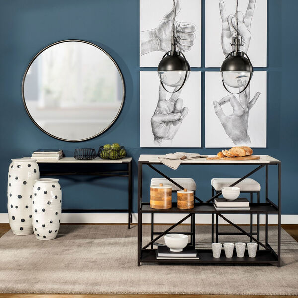 Lucas White and Black Marble Top Console Table, image 3