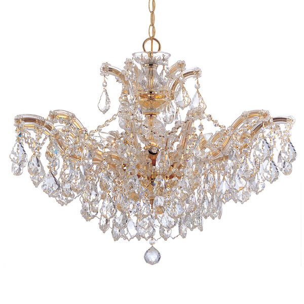 Maria Theresa Polished Gold Six-Light Convertible Chandelier with Hand Polished Crystals, image 1