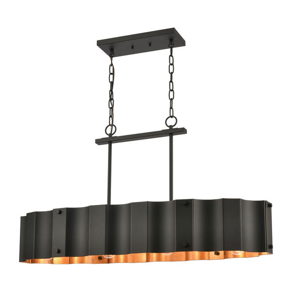 Clausten Black and Gold Four-Light Island Chandelier, image 1
