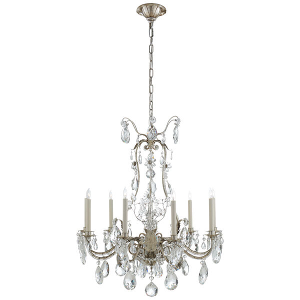 Yves Chandelier in Burnished Silver Leaf with Crystal by Thomas O'Brien, image 1