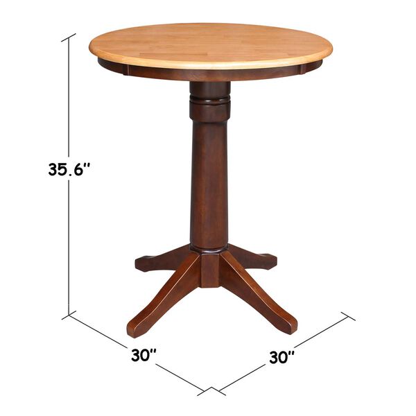 Cinnamon and Espresso 30-Inch Round Top Pedestal Counter Height Table, image 4