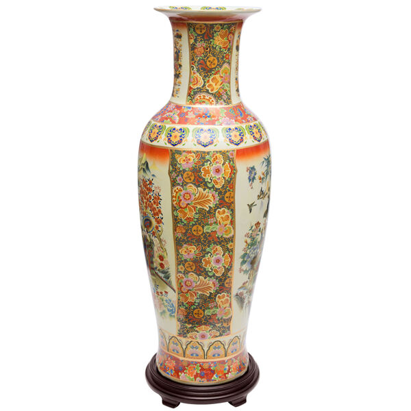 Satsuma Peacock Multicolor 35-Inch Porcelain Tung Chi Vase, image 2