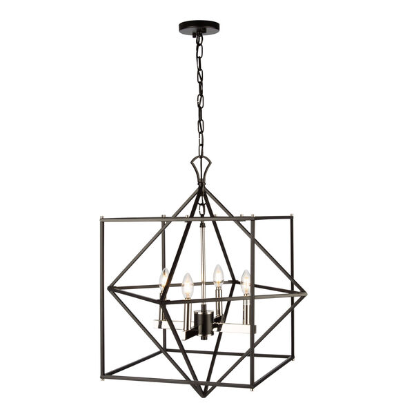 Roxton Matte Black and Polished Nickel Four-Light Chandelier, image 3