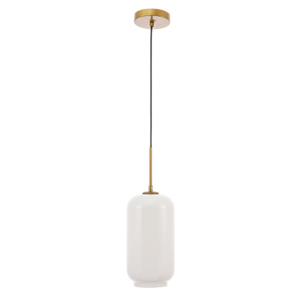 Collier Brass Six-Inch One-Light Mini Pendant with Frosted White Glass, image 5