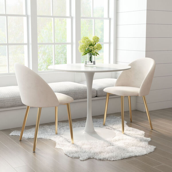 Cozy Off White and Gold Dining Chair, Set of Two, image 2