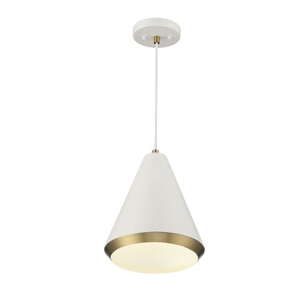 Chelsea White with Natural Brass 10-Inch One-Light Pendant, image 4
