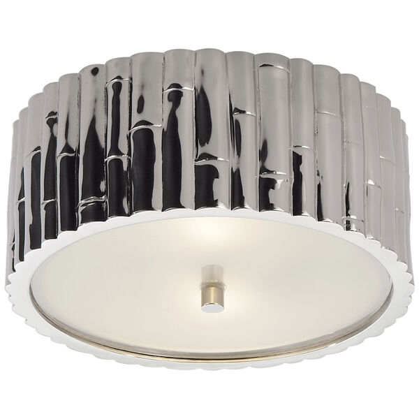 Frank Small Flush Mount in Polished Nickel with Frosted Glass by Alexa Hampton, image 1