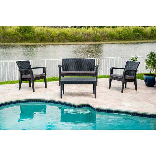 Alaska Anthracite Fabric Four-Piece Outdoor Seating Set with Cushion, image 3