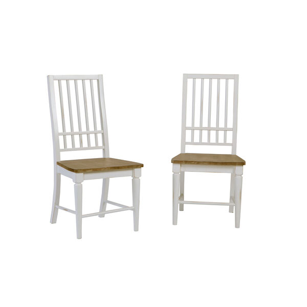 Light Oak/Distressed White Dining Chair, Set of 2, image 1