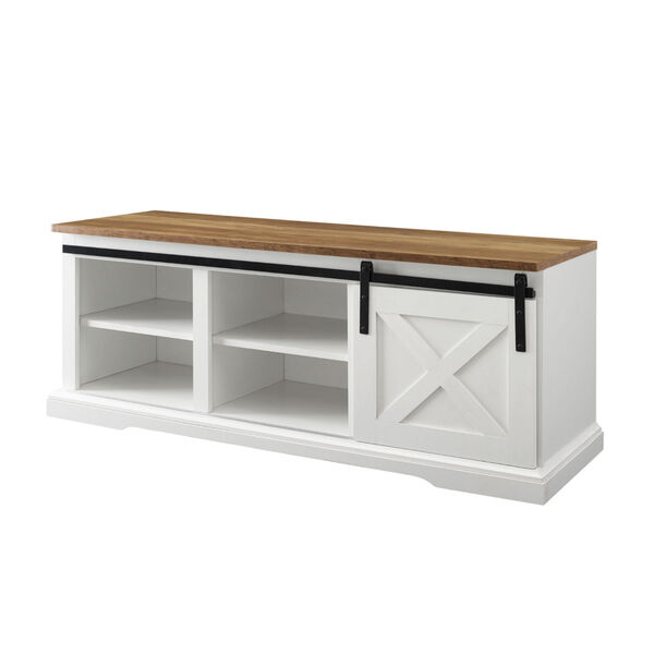 White and Barnwood Entry Bench with Storage, image 6