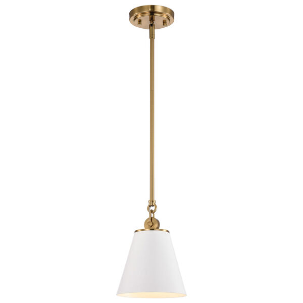 Dover White and Vintage Brass One-Light Mini Pendant, image 4