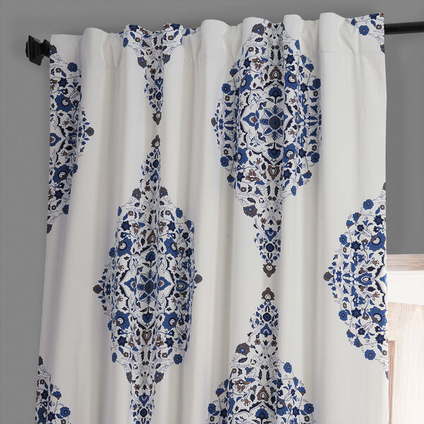 Kerala Blue Printed Cotton Blackout Single Panel Curtain, image 4