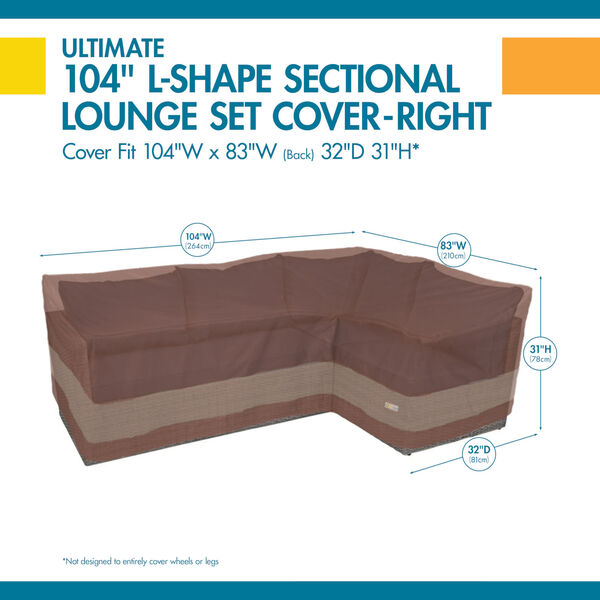 Ultimate Mocha Cappuccino 104-Inch Patio Right-Facing Sectional Lounge Set Cover, image 2