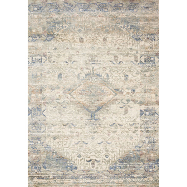 Revere Ivory with Blue Rectangle: 2 Ft. x 3 Ft. 2 In. Rug, image 1