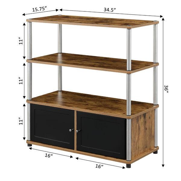 Designs2Go Highboy TV Stand with Storage Cabinets and Shelves for TVs up to 40 Inches in Barnwood, image 4
