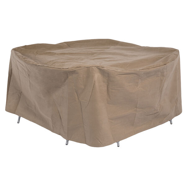 Essential Latte 90 In. Round Patio Table with Chairs Set Cover, image 1