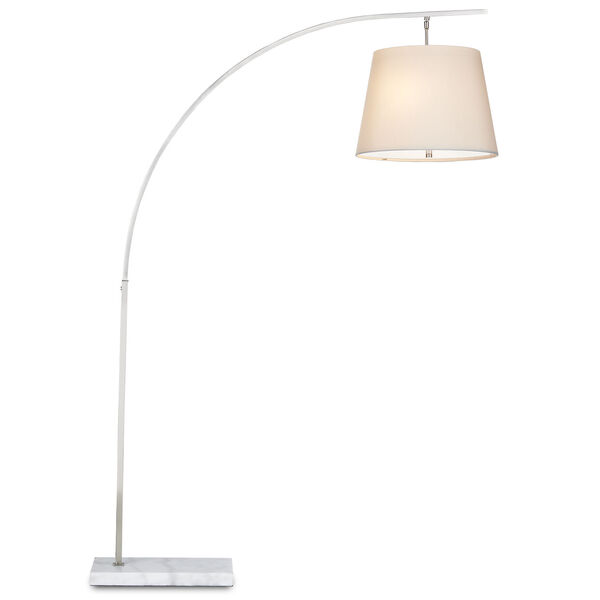 Cloister Brushed Nickel and White Two-Light Floor Lamp, image 1