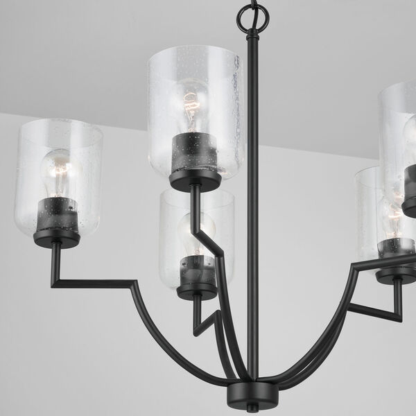 HomePlace Carter Matte Black Five-Light Chandelier with Clear Seeded Glass, image 3