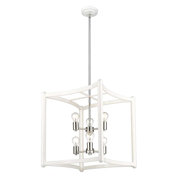Coyle White with Polished Nickel Cluster Six-Light Pendant, image 4