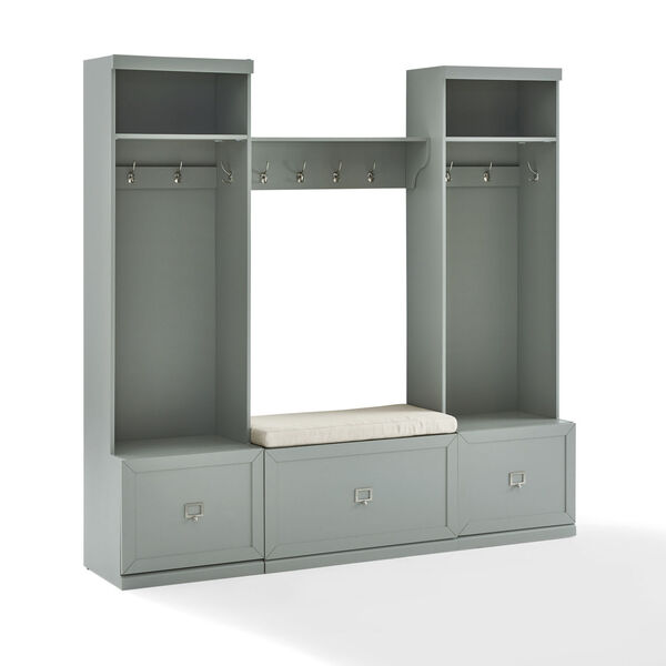 Harper Gray Creme Four-Piece Entryway Set with Two Hall Trees, image 1