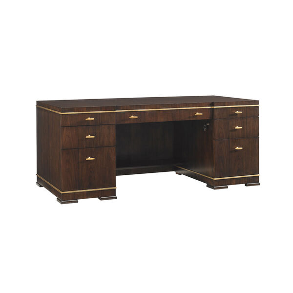 Bel Aire Walnut and Gold Paramount Executive Desk, image 1