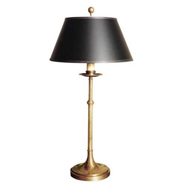 Dorchester Club Table Lamp in Antique-Burnished Brass with Black Shade by Chapman and Myers, image 1