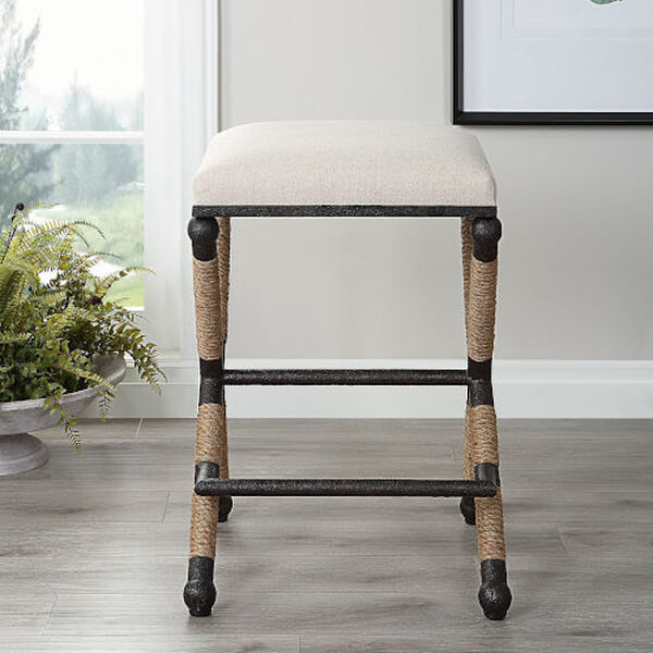Firth Oatmeal and Natural Counter Stool, image 2