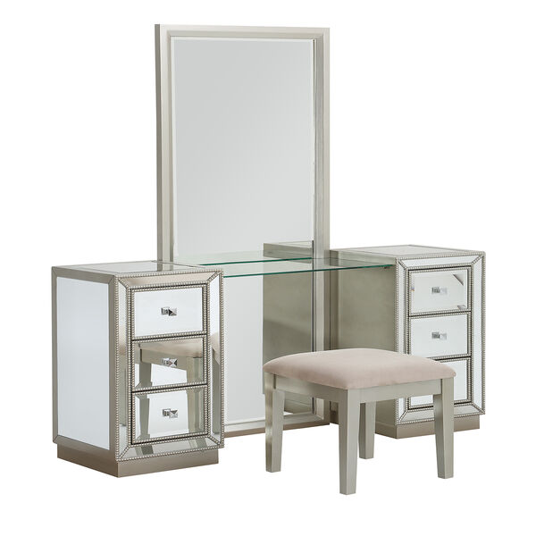 Six Drawer Console with Mirror and Stool, image 1