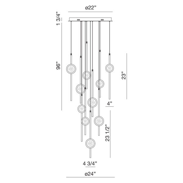 Barletta Brass Anodized Aluminum 24-Inch Integrated LED Chandelier, image 2