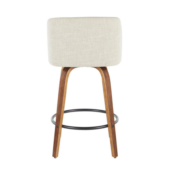 Toriano Walnut, Cream and Black Counter Stool with Round Footrest, Set of 2, image 4