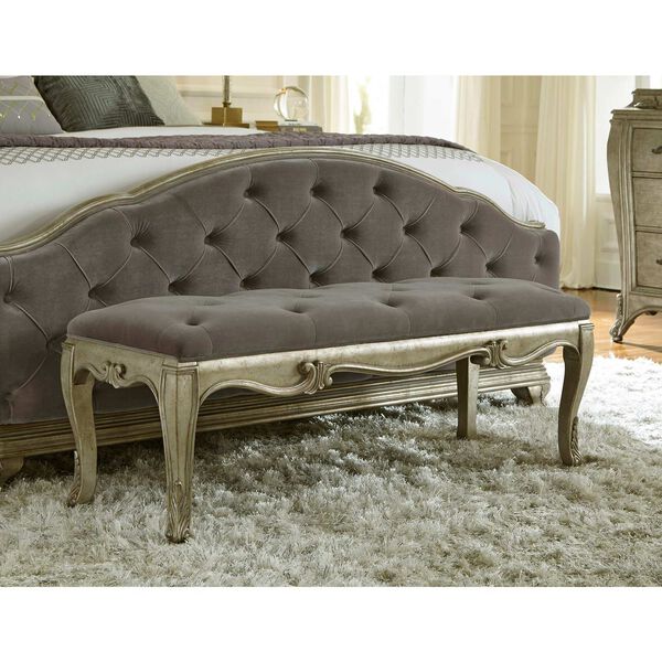 Rhianna Gray Upholstered Bed Bench, image 3