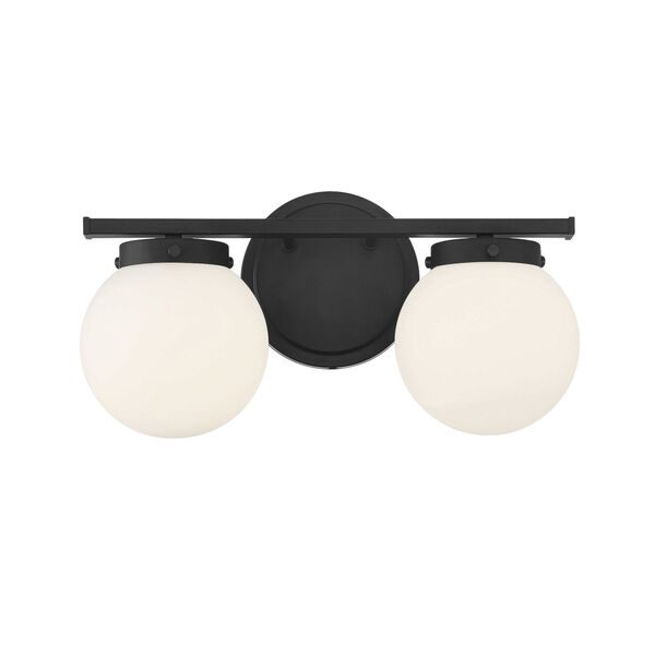 Cora Matte Black Two-Light Bath Vanity with Opal Glass, image 1