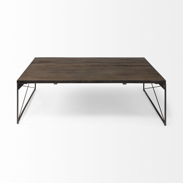 Trestman I Dark Brown and Black Square Wood Top Coffee Table, image 2